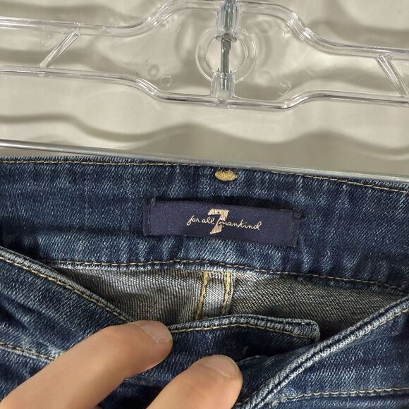 7 for all Mankind Flared Jeans Women's 29 Dark Wash Denim Low Rise Cotton Blend - Picture 7 of 15